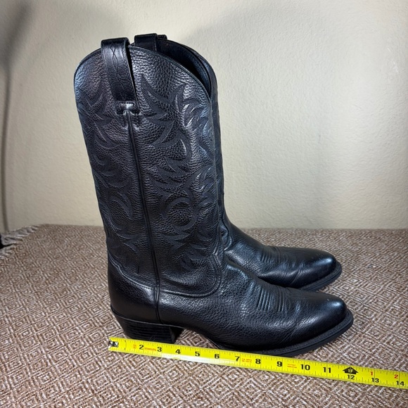 Ariat Heritage R Toe Western Cowboy Boots Black Deer Tanned Leather Men's US 12D - Picture 10 of 11